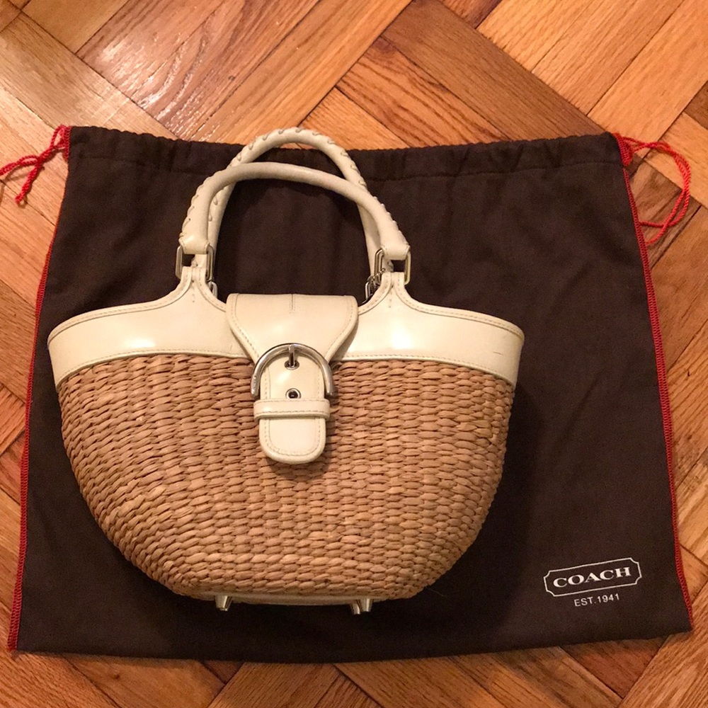 Coach Straw and Leather Bag